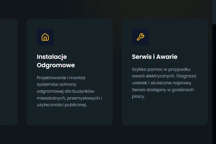 Czwarta karta oferty „Serwis i Awarie” ze zdaniem o dostępności w godzinach pracy — EKPOL, realizacja Hex16