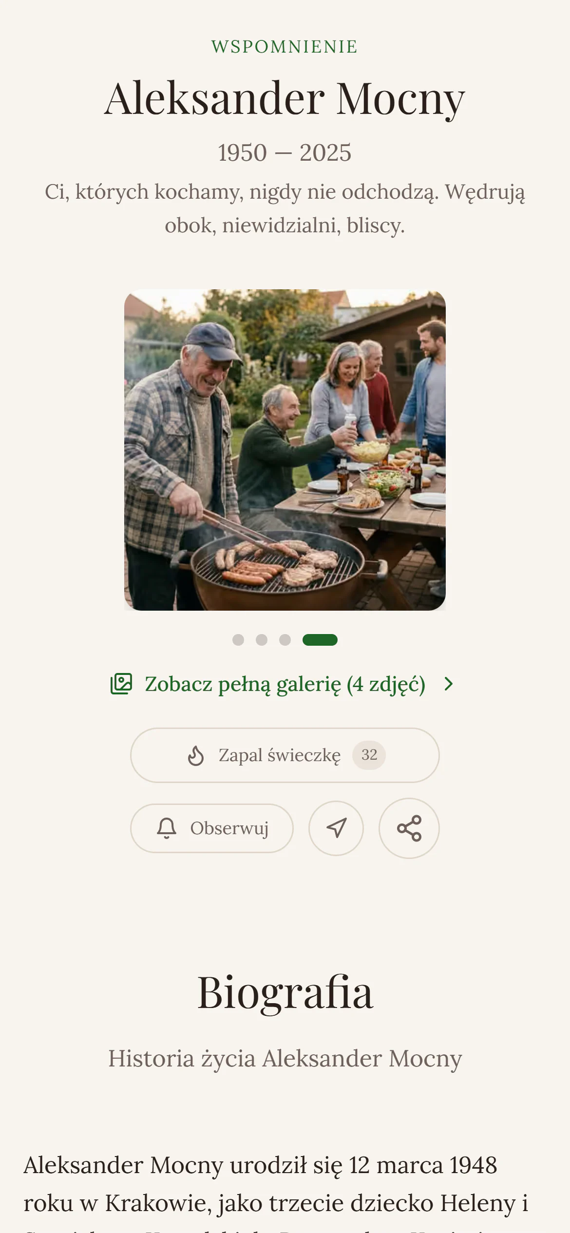 Przykładowa strona pamięci na telefonie